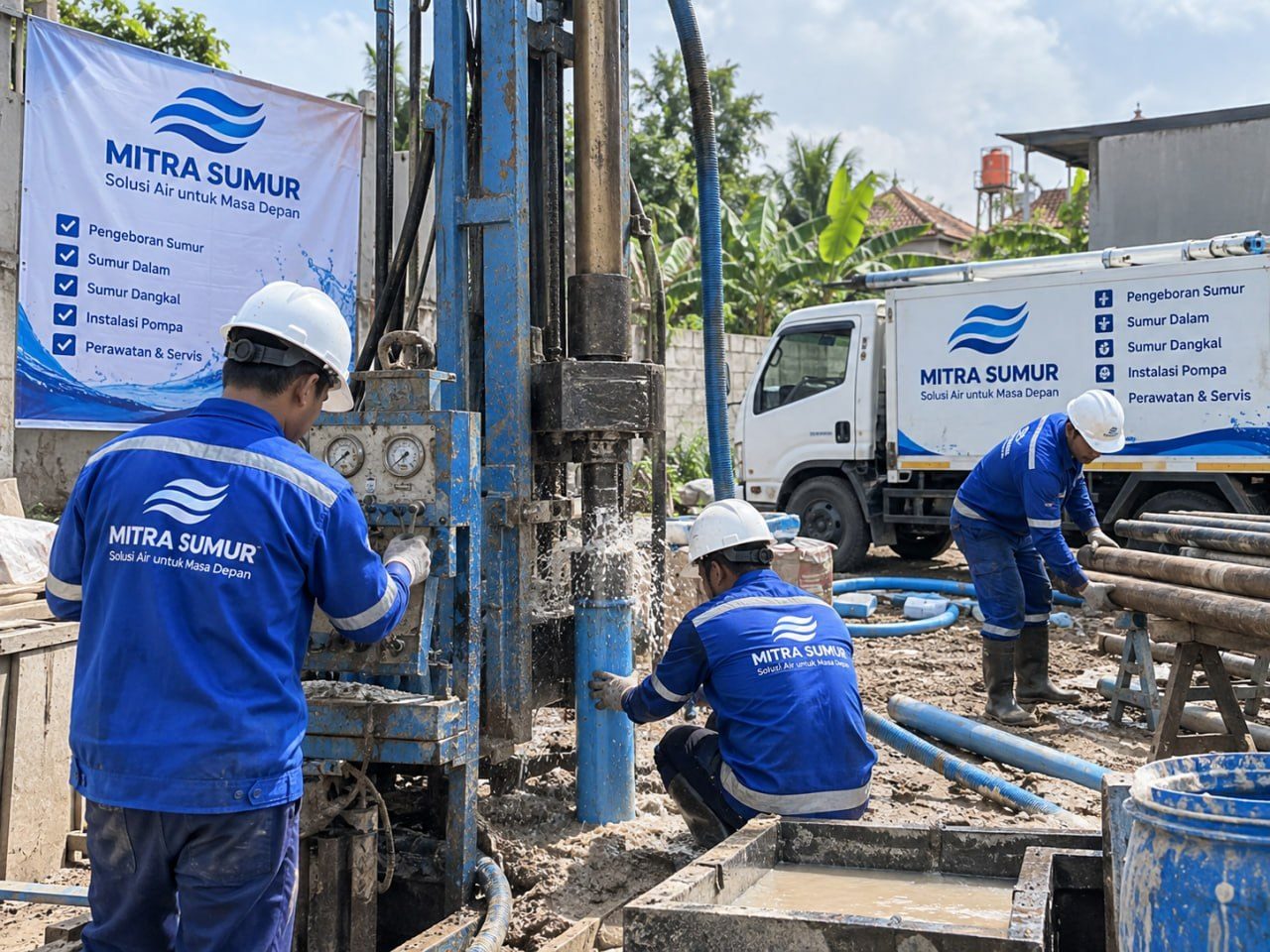Pengeboran sumur bor di lokasi pelanggan